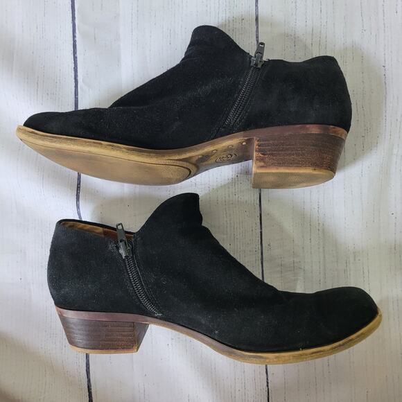 Lucky Brand Size 9.5 Lp Brett Women's Black Suede Leather Side Zip Ankle Boots - Picture 11 of 11